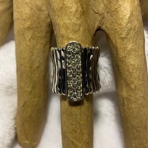 Unique Brutalist and Bling Stretch Statement Ring size 8+